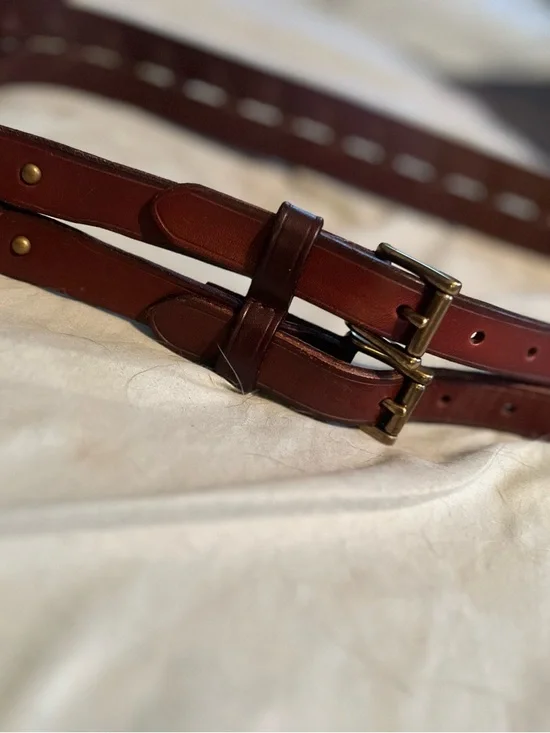 Ralph Lauren Leather Double Buckle Belt Woven Laced Brown Equestrian Vintage - Picture 9 of 9